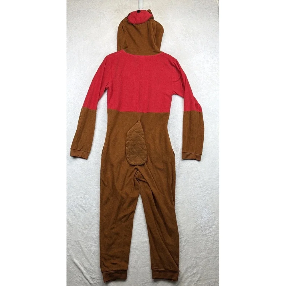 Buc-ee's Beaver Costume Boys Medium Hooded One Piece Pajama Union Suit Zip Tail
